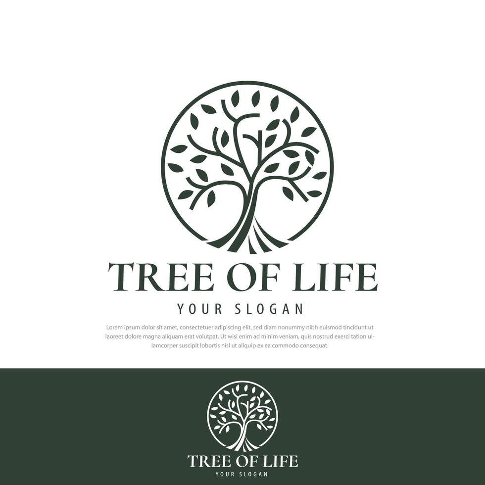 Abstract tree logo premium leaf symbol tree of life circle illustration.can be used for cosmetic business,spa,icons,symbols vector