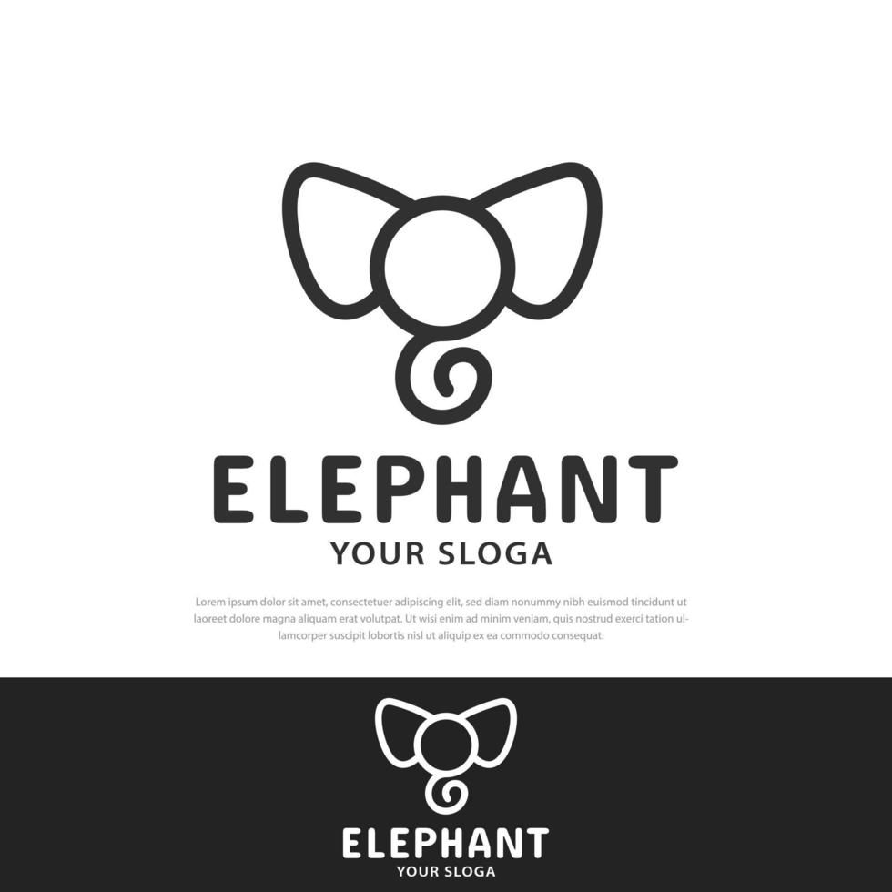 línea simple elefante logo vector icono ilustración en forma de corbata, símbolo, icono, prima