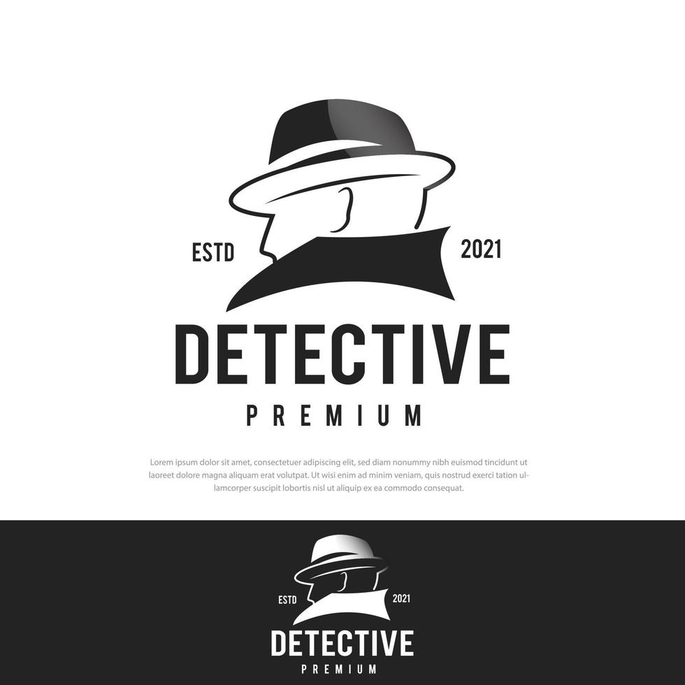 Detective man logo line art detective detective man icon illustration vector