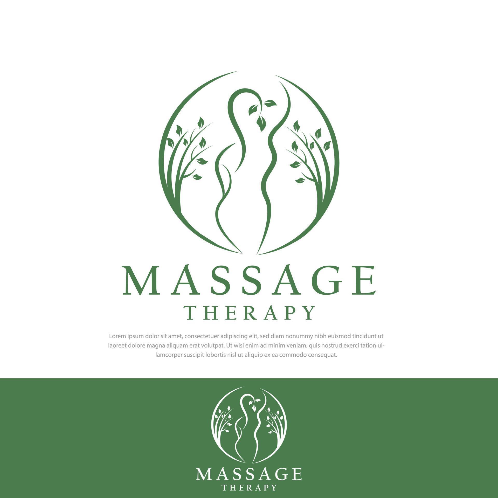 Massage Therapy Illustration Female Smooth Line Stylesymboltemplateiconmassage Logospa