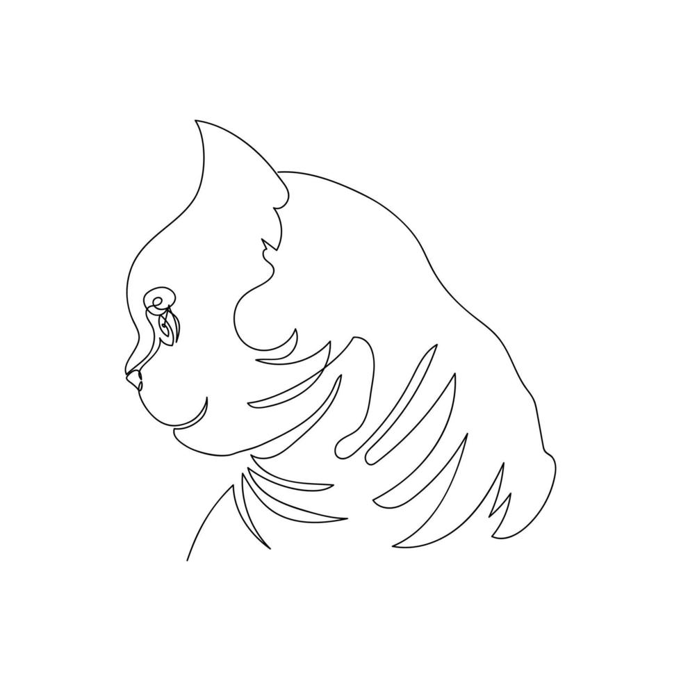 cabeza de gato dibujada por una línea. boceto de animales. dibujo de línea continua gato británico o escocés. ilustración vectorial en estilo minimalista. vector