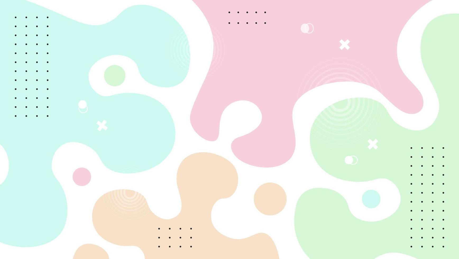 Colorful mimphis design background vector. minimalist hand drawn fluid shapes background vector