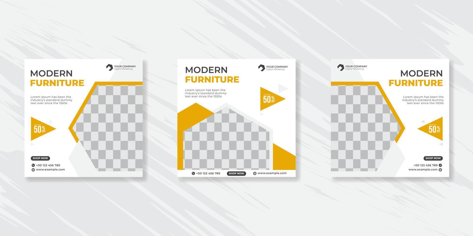 Modern Furniture social media post templates design vector