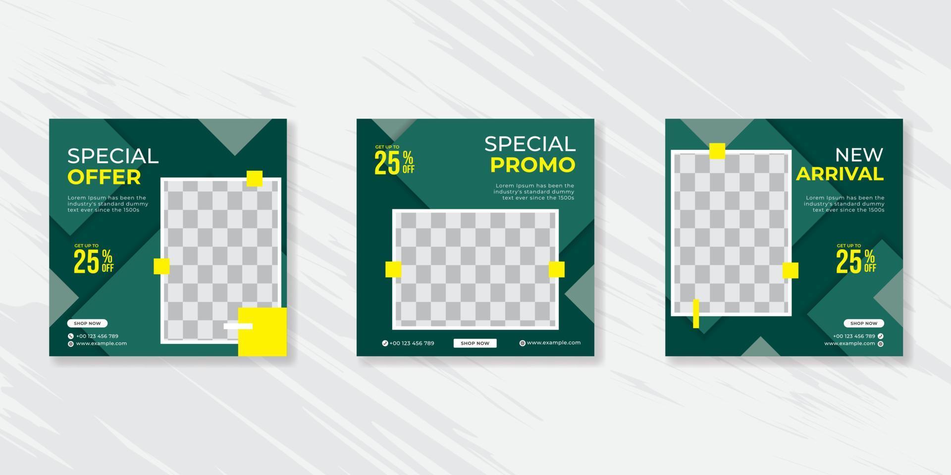 Minimalist promotion square web banner for social media vector