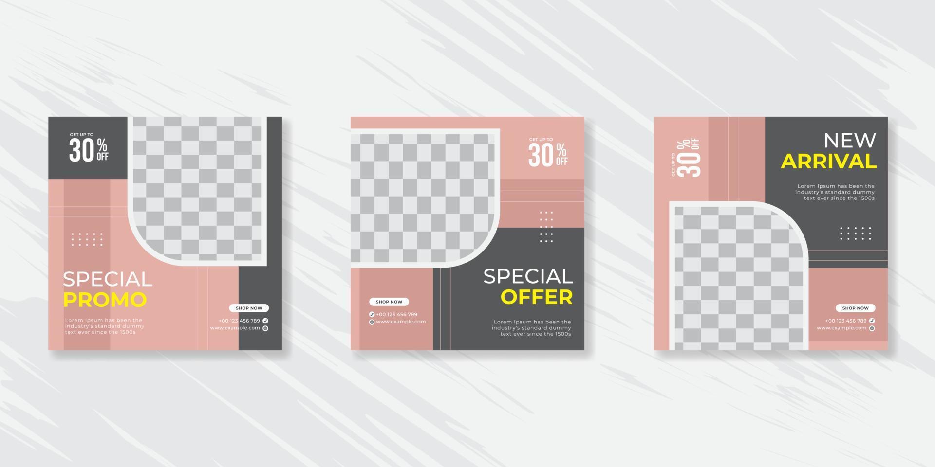 Minimalist promotion square web banner for social media vector