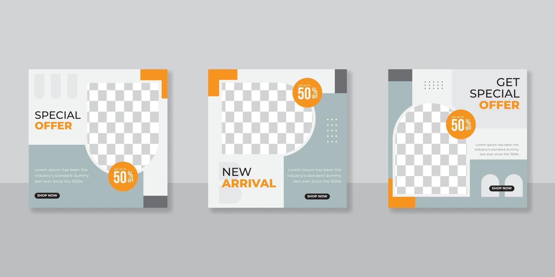 Minimalist promotion square web banner for social media furniture or fashion sale vector
