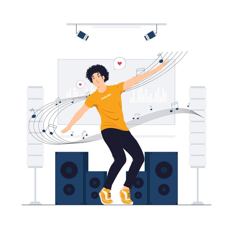 Man doing zumba dance, exercise, workout, and fitness concept illustration vector