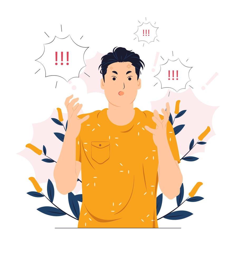 a man feeling angry with brain explosion concept illustrations vector