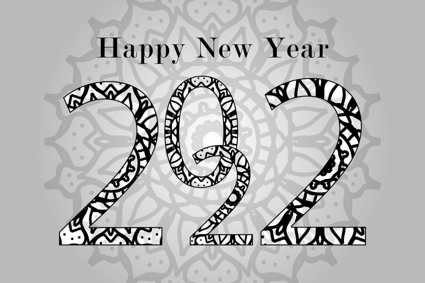 Abstract Background Happy new year 2022 on mandala style. vector