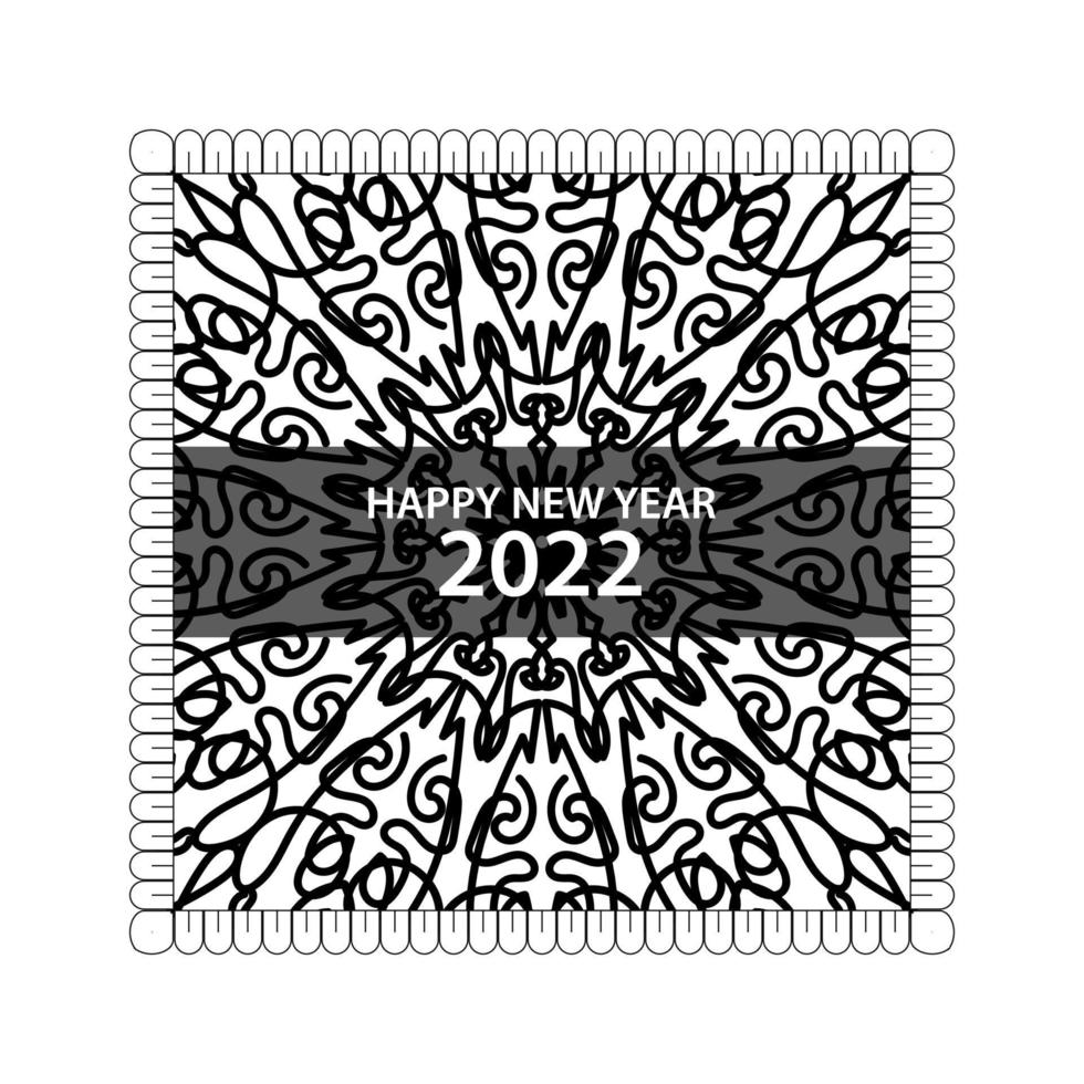 Happy new year 2022  in hand drawn indian ornament mandala vector