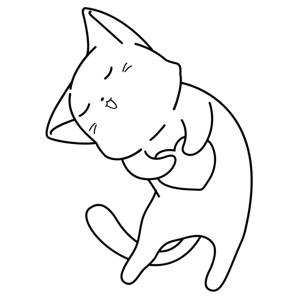 cat cartoon outline vector