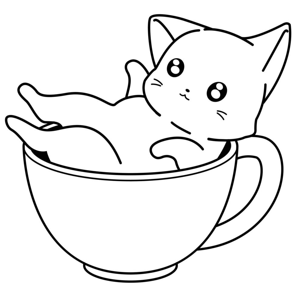 cat cartoon outline vector