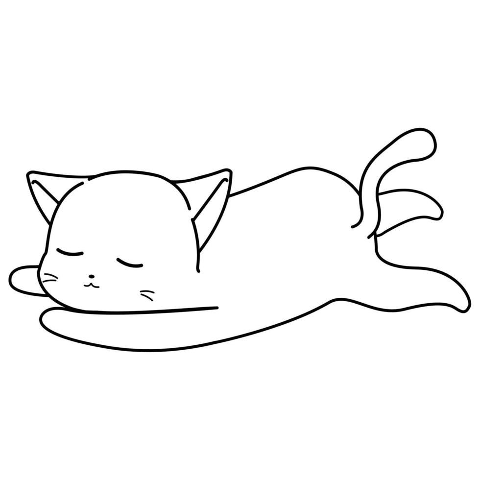 cat cartoon outline vector