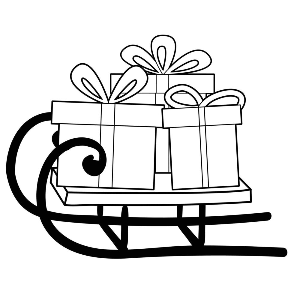 Christmas cartoon outline coloring vector