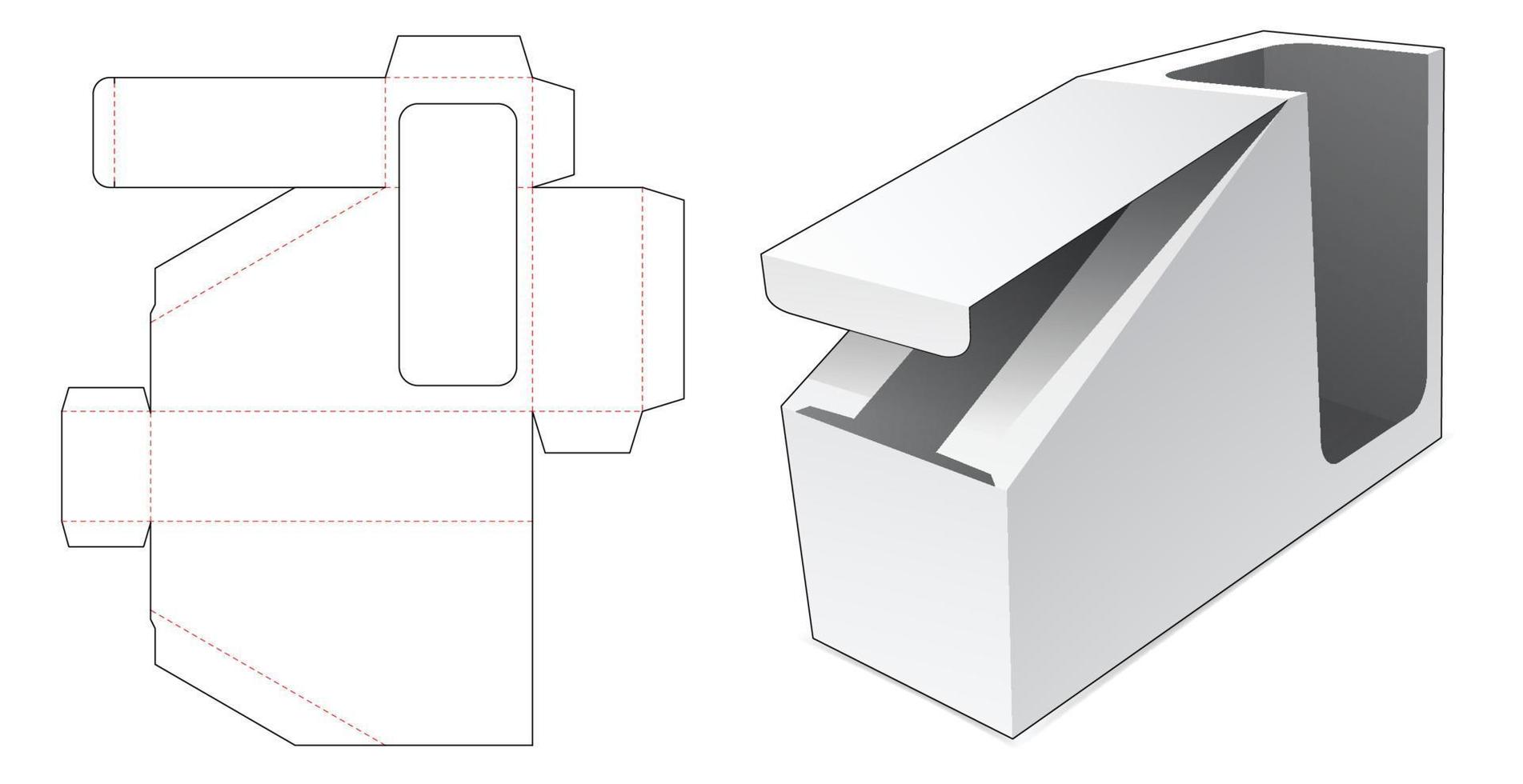 Angle box with display window die cut template vector