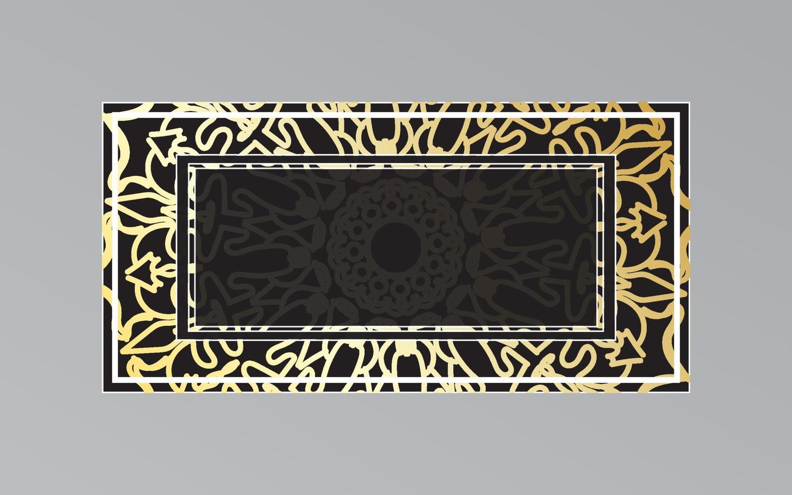 gold frame on wall in mandala style vector