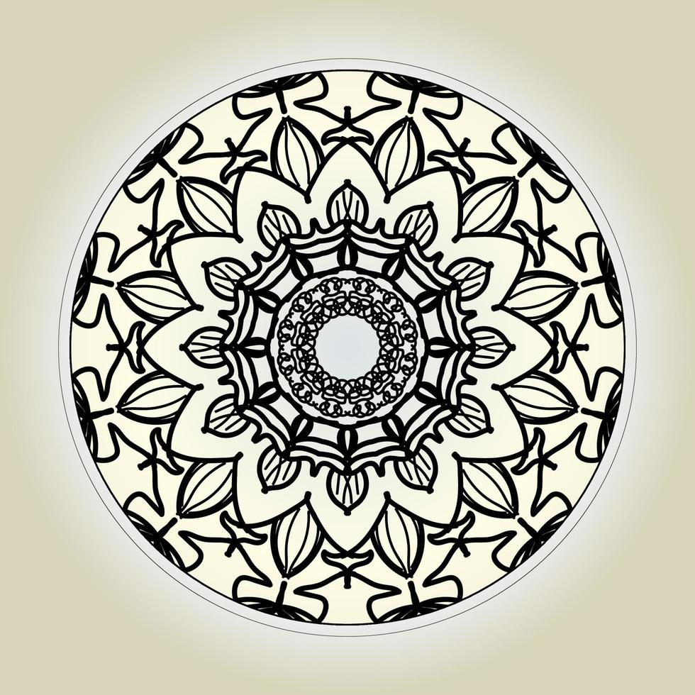 Patrón circular en forma de mandala con flor para decoración de tatuaje de mandala de henna. vector