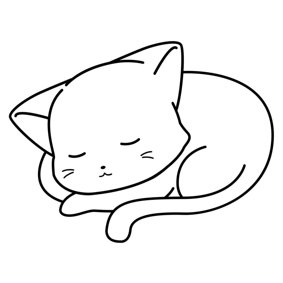 cat cartoon outline vector