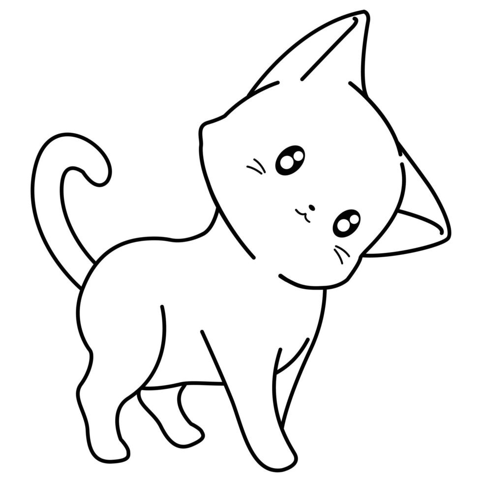 contorno de dibujos animados de gato vector