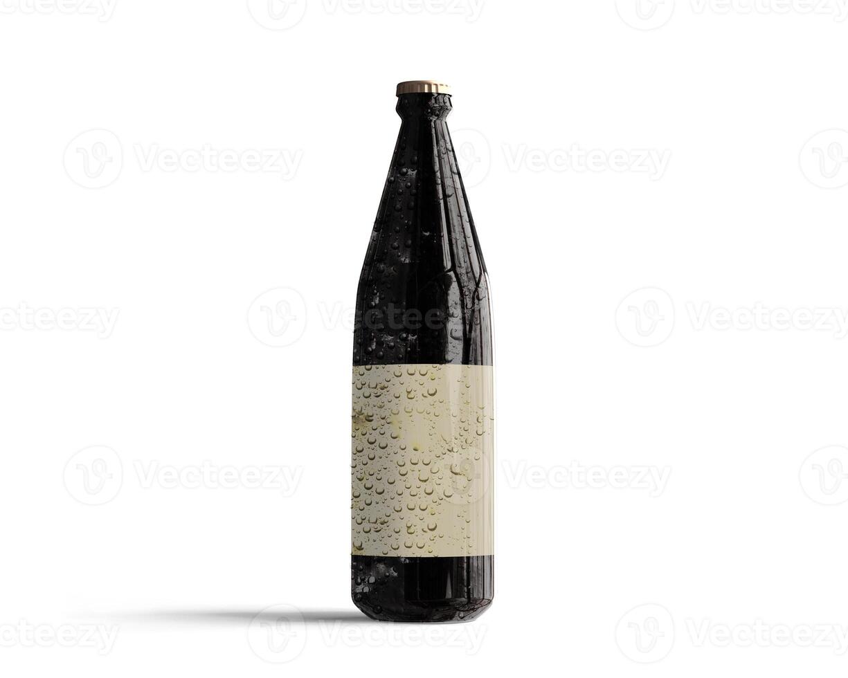 Blank black beer bottle mockup label, isolated. Dark alcohol ...