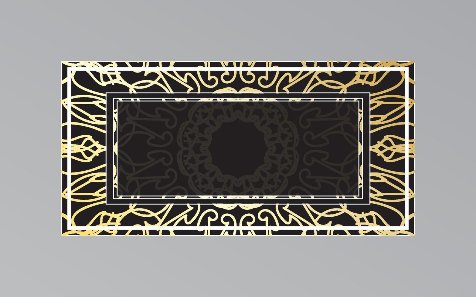 gold frame on wall in mandala style vector