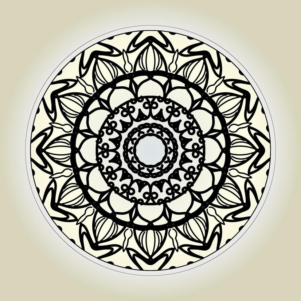 Patrón circular en forma de mandala con flor para decoración de tatuaje de mandala de henna. vector