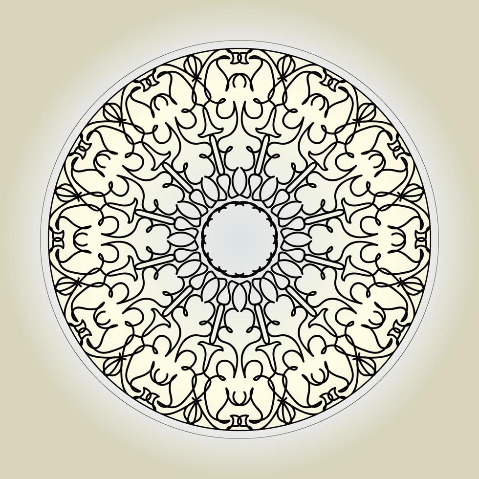 Patrón circular en forma de mandala con flor para decoración de tatuaje de mandala de henna. vector