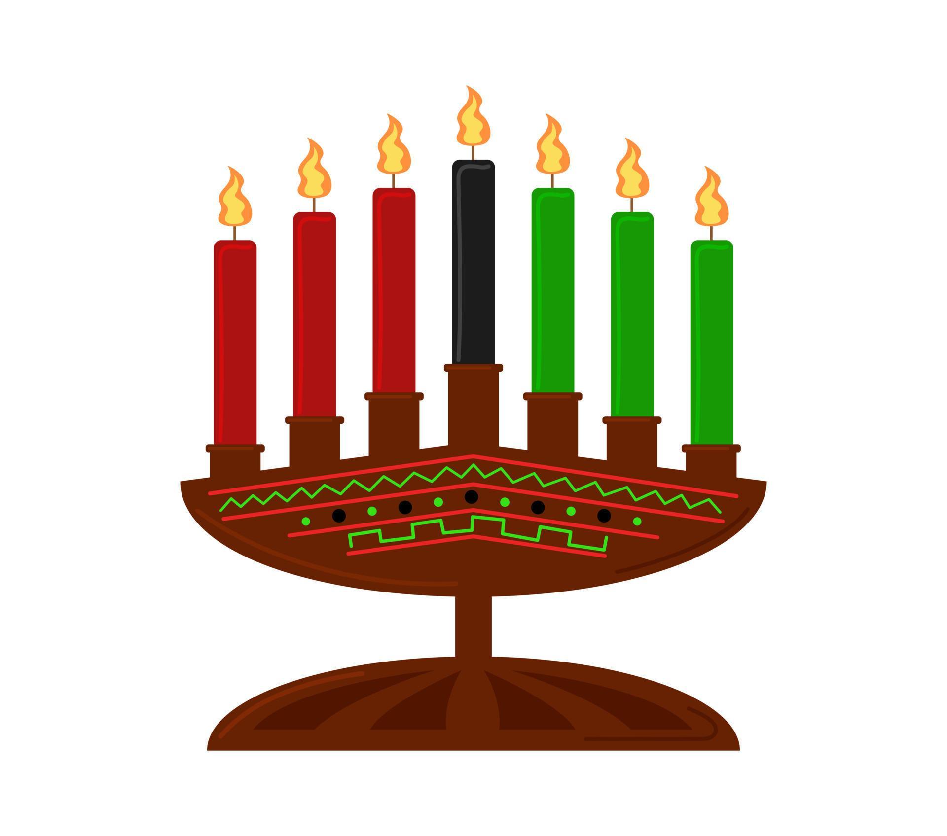 Kwanzaa seven candles in candle holder isolated. African holiday symbol