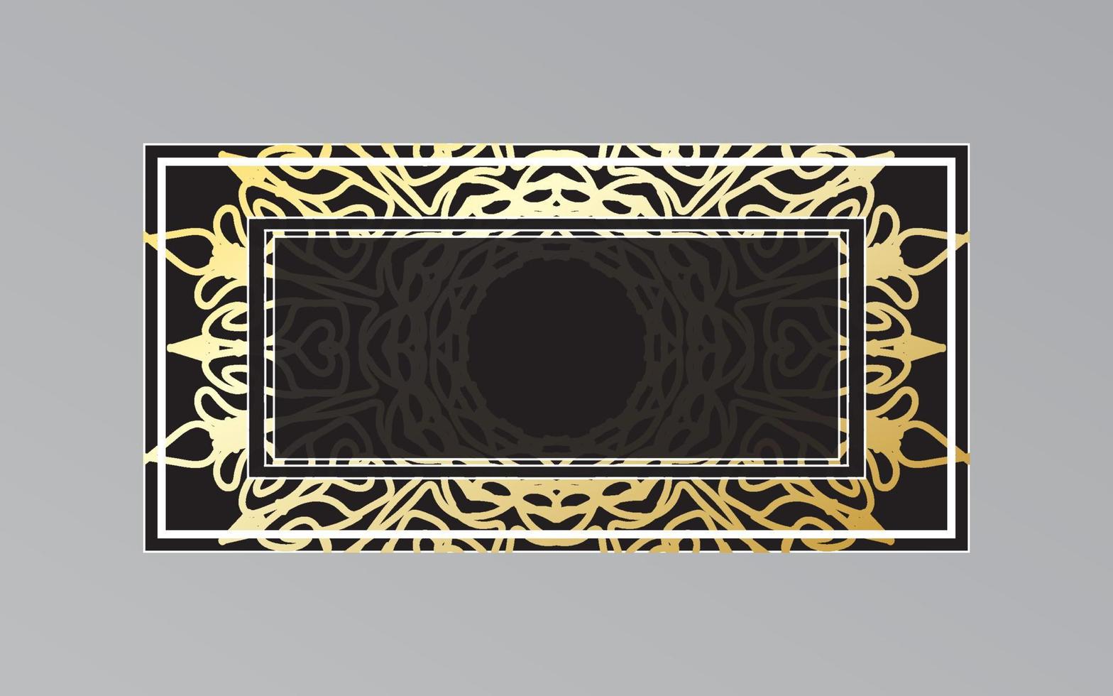 gold frame on wall in mandala style vector