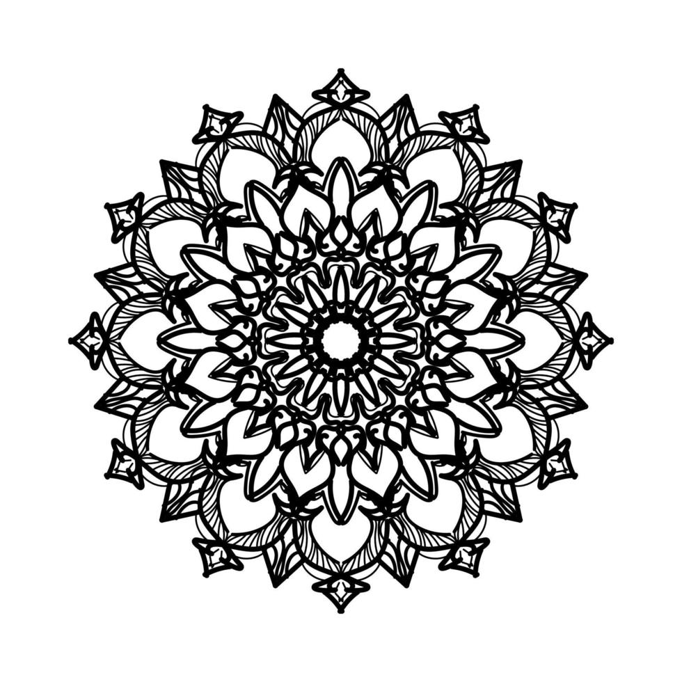 Patrón circular en forma de mandala con flor para decoración de tatuaje de mandala de henna. vector