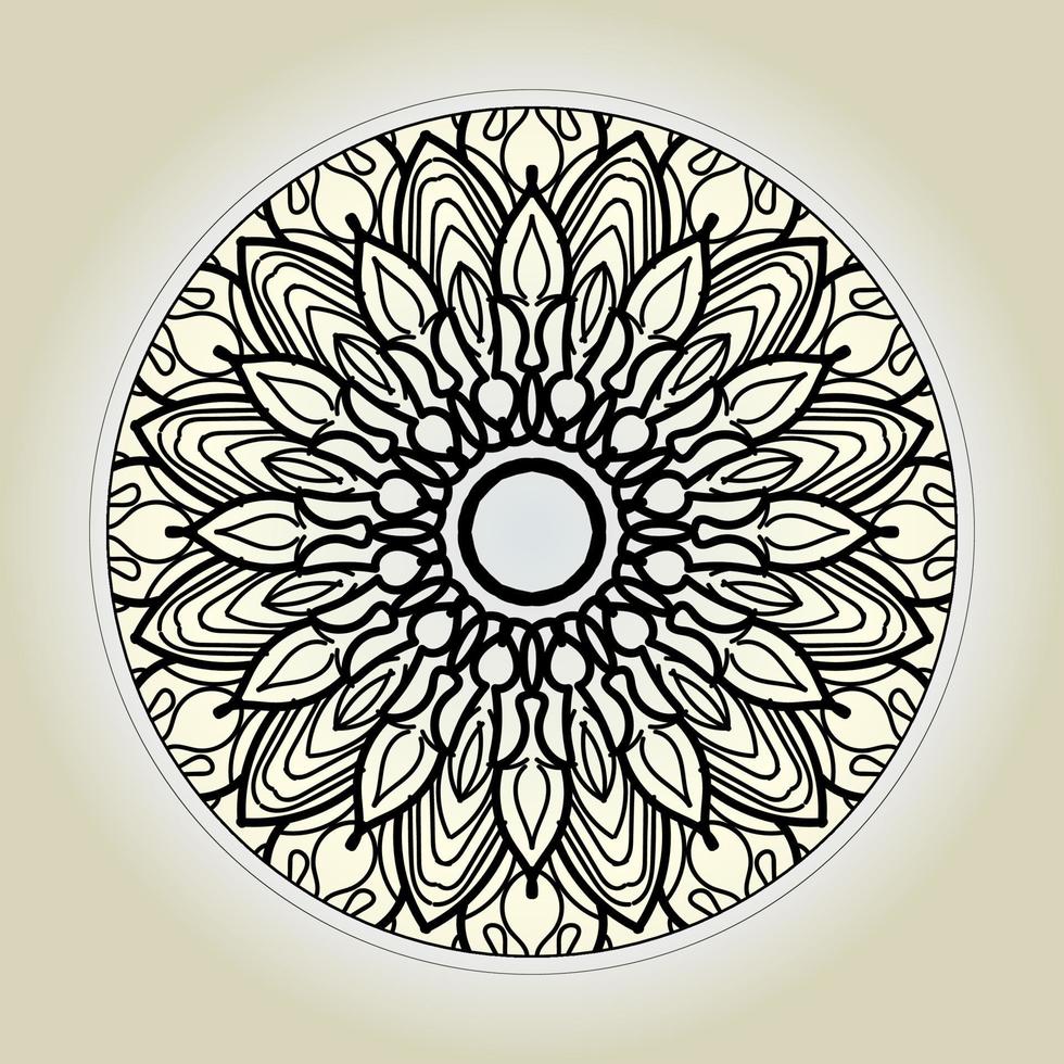 Patrón circular en forma de mandala con flor para decoración de tatuaje de mandala de henna. vector