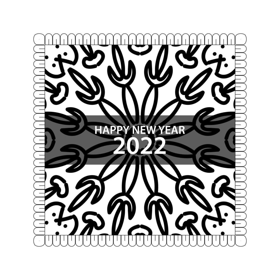 Happy new year 2022  in hand drawn indian ornament mandala vector