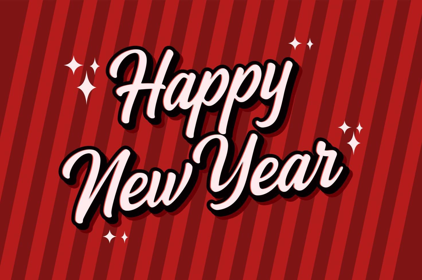 happy new year greeting card on red background vector