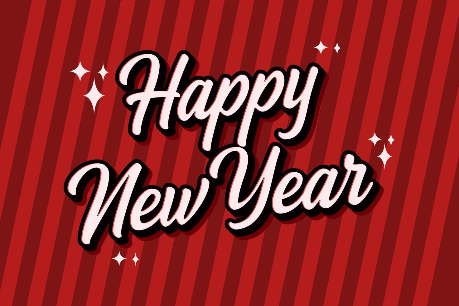 happy new year greeting card on red background vector