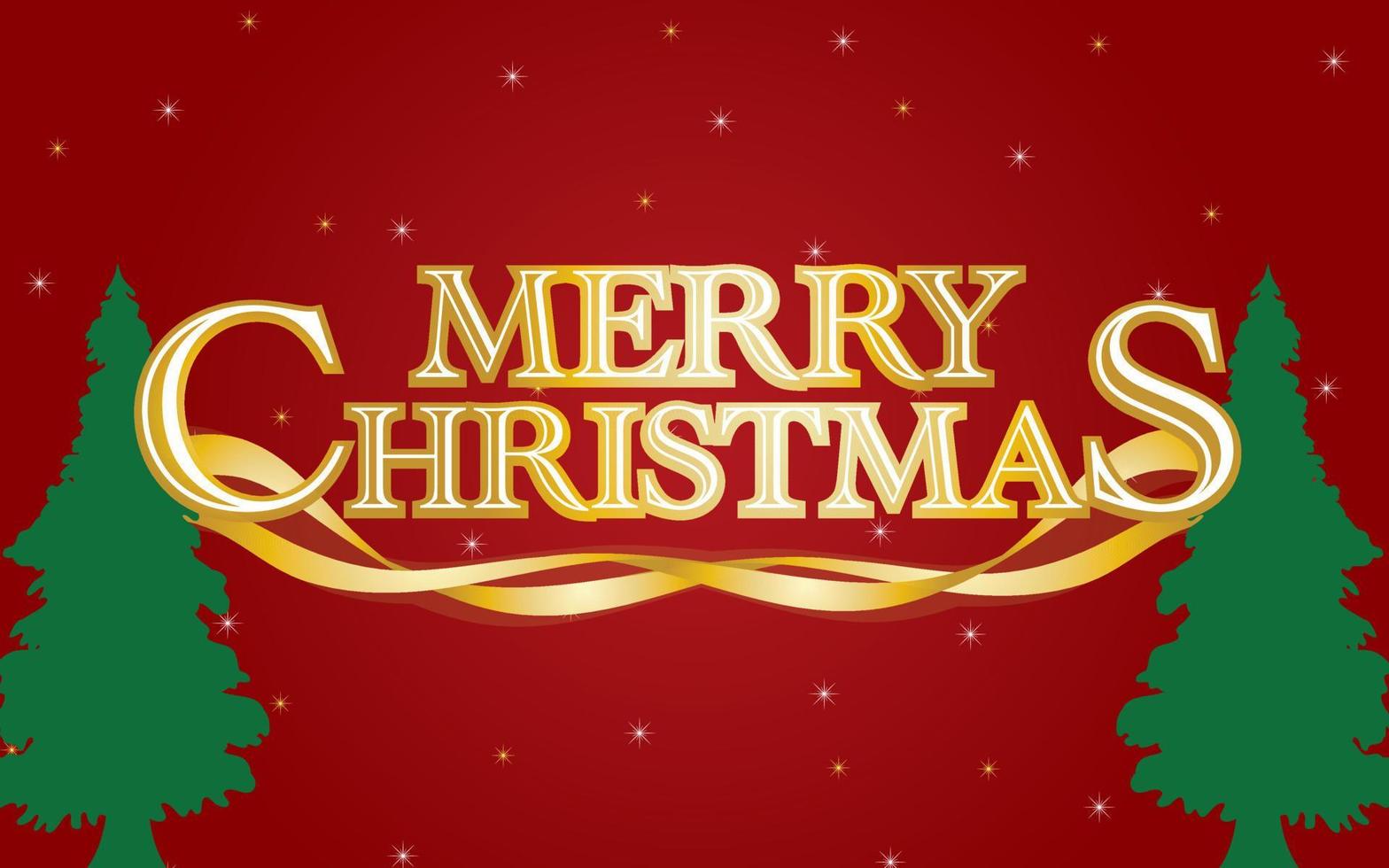 merry christmas everyone snow and trees background with letters and elements vector