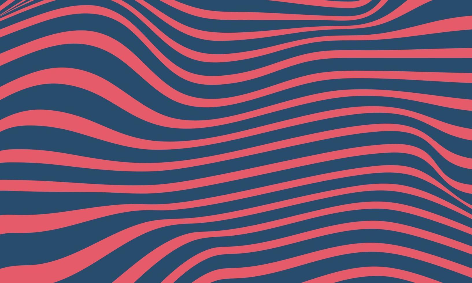 Fondo de rayas abstractas en rojo y azul con patrón de líneas onduladas. vector