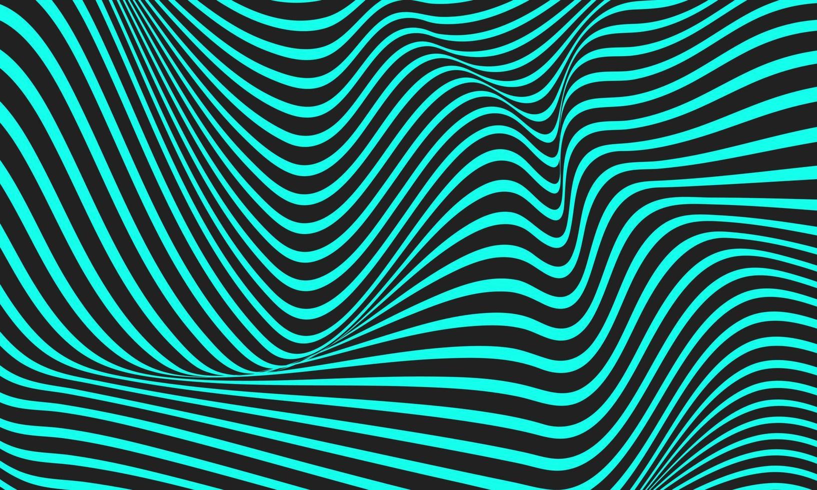 Fondo de rayas abstractas en negro y azul con patrón de líneas onduladas. vector