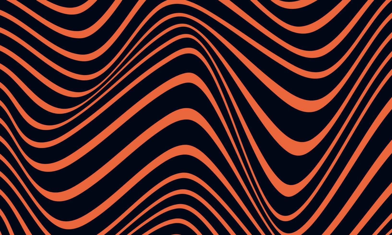Abstract stripe background in black and orange with wavy lines pattern. vector