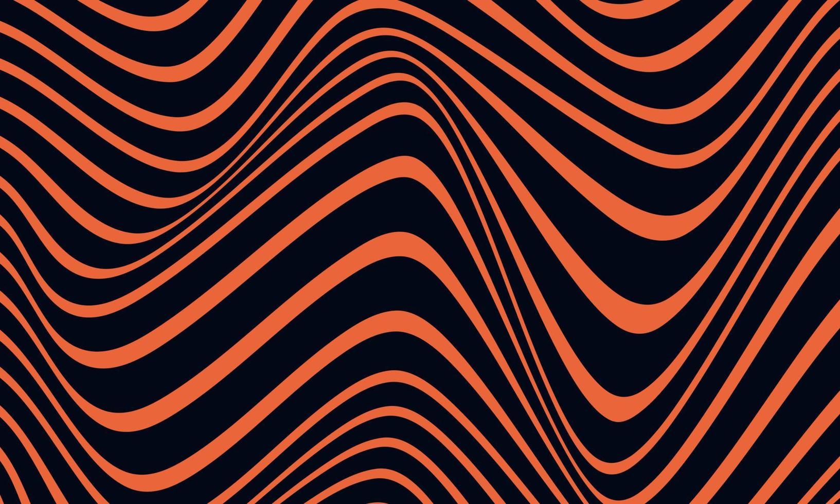 Abstract stripe background in black and orange with wavy lines pattern. vector