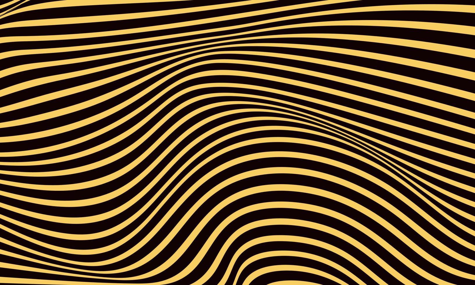 Fondo de rayas abstractas en negro y amarillo con patrón de líneas onduladas. vector