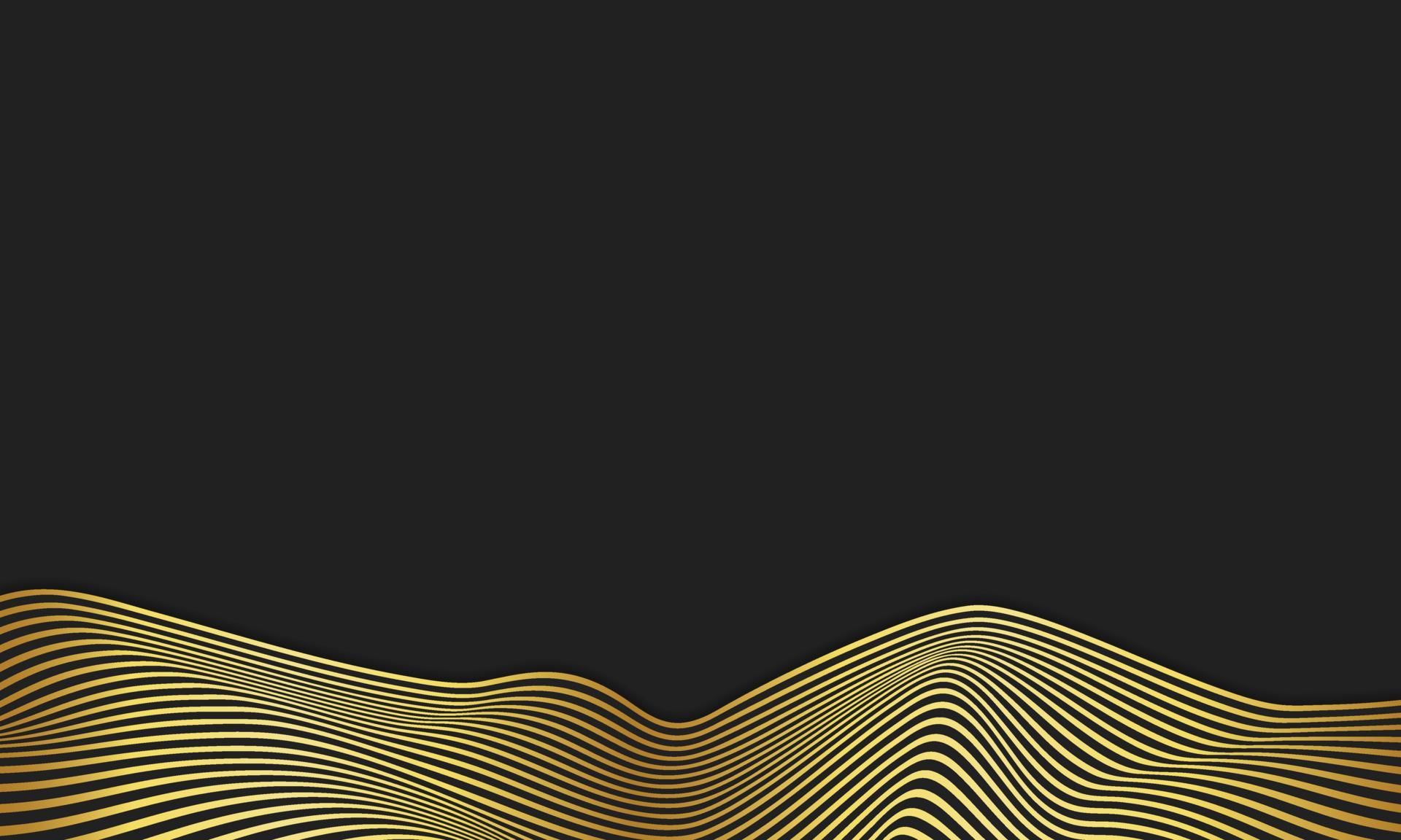 Abstract Luxury Stripe Background In Black And Gold With Wavy Lines