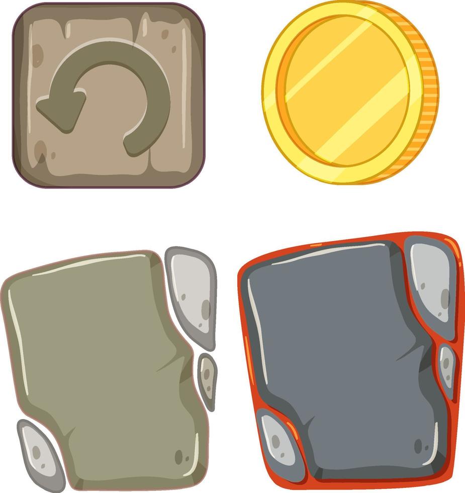 Set of game elements on white background vector