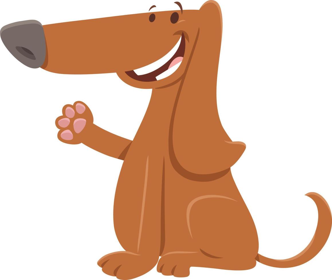 Feliz personaje animal de dibujos animados de perro marrón vector