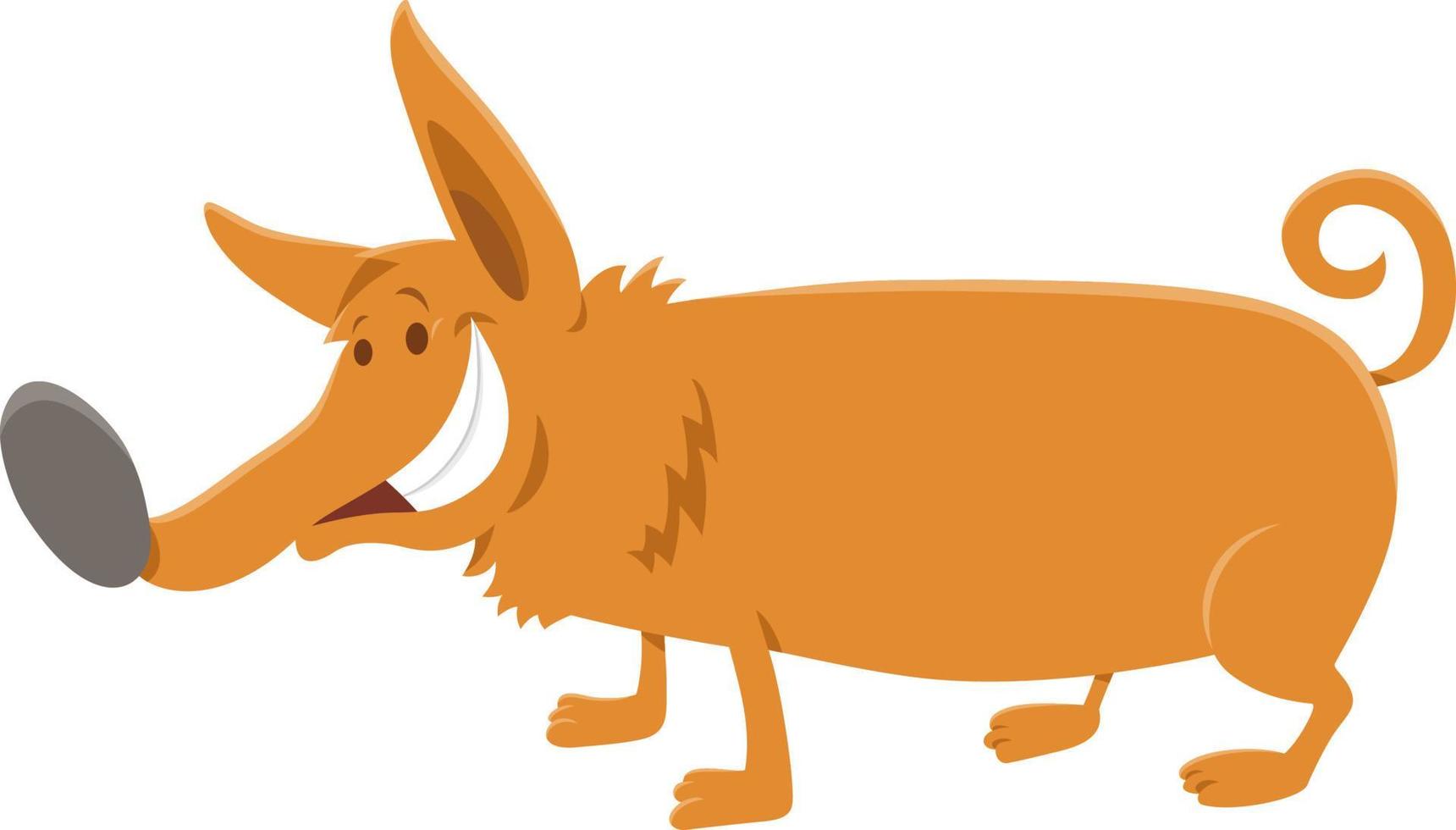 funny yellow dog cartoon animal character vector