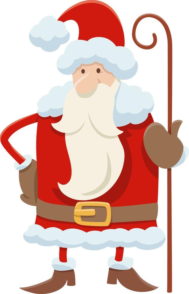 feliz personaje de dibujos animados de santa claus presente en tiempo de navidad vector