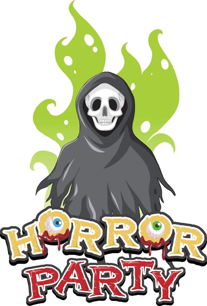 Horror Party Halloween banner with scary ghost vector