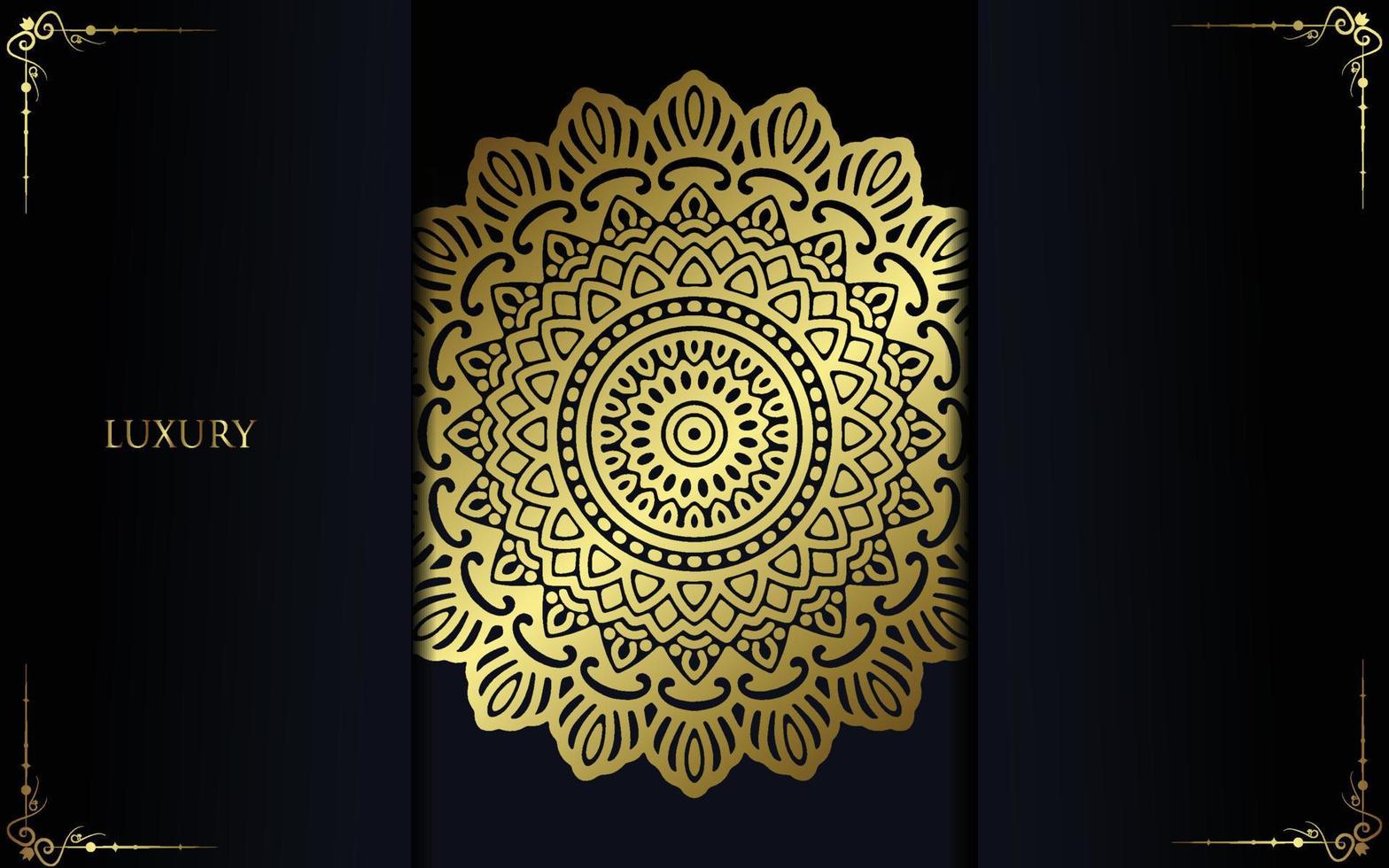 Luxury gold mandala ornate background for wedding invitation, book cover vector