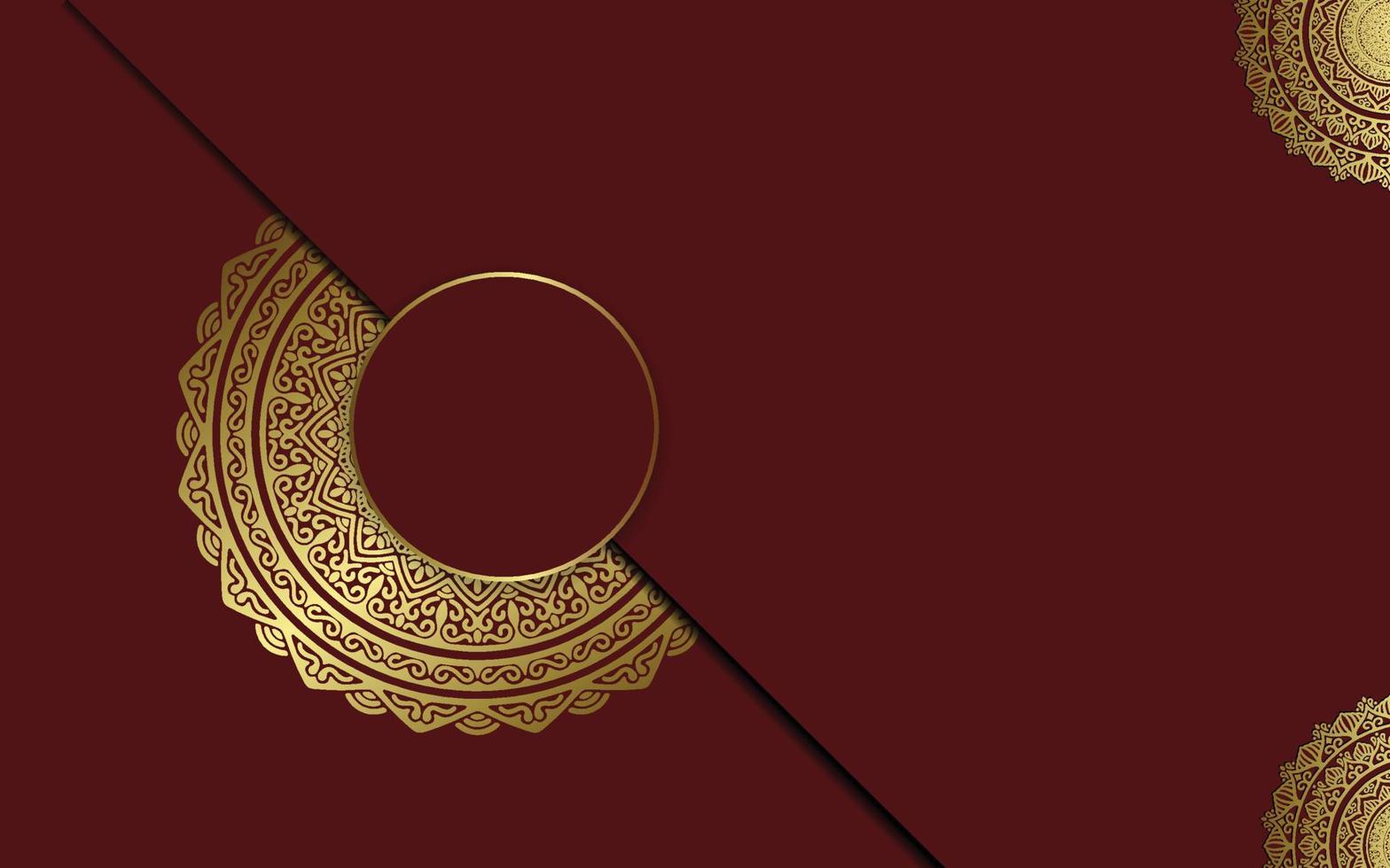 Fondo adornado de mandala de oro de lujo para invitación de boda, portada de libro vector