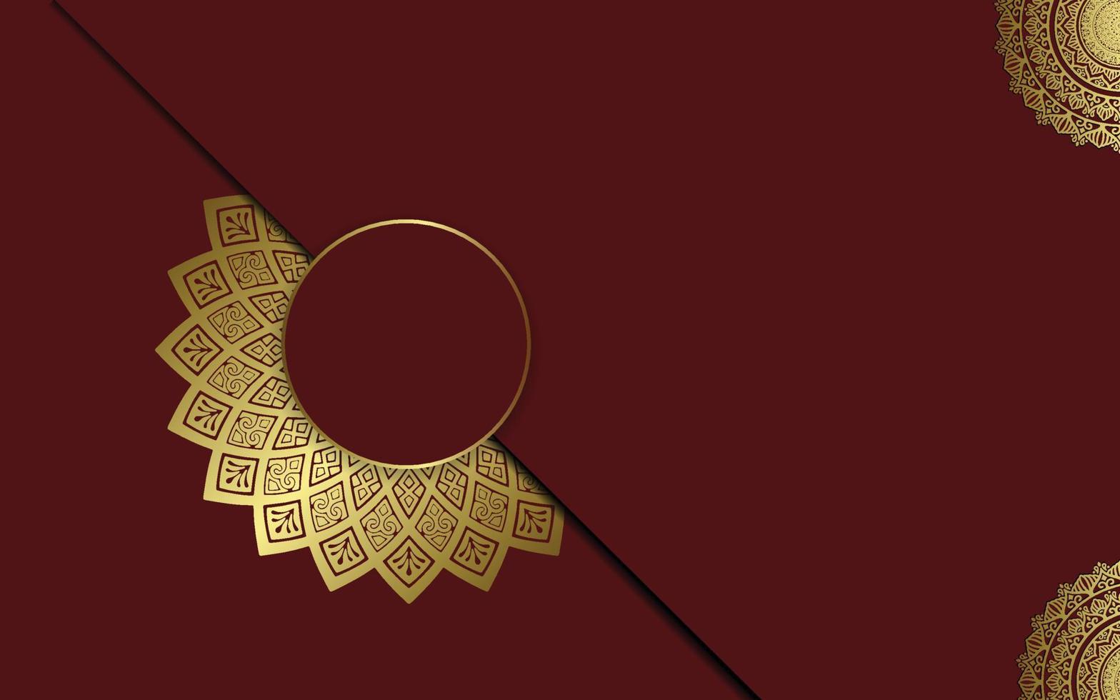 Fondo adornado de mandala de oro de lujo para invitación de boda, portada de libro vector