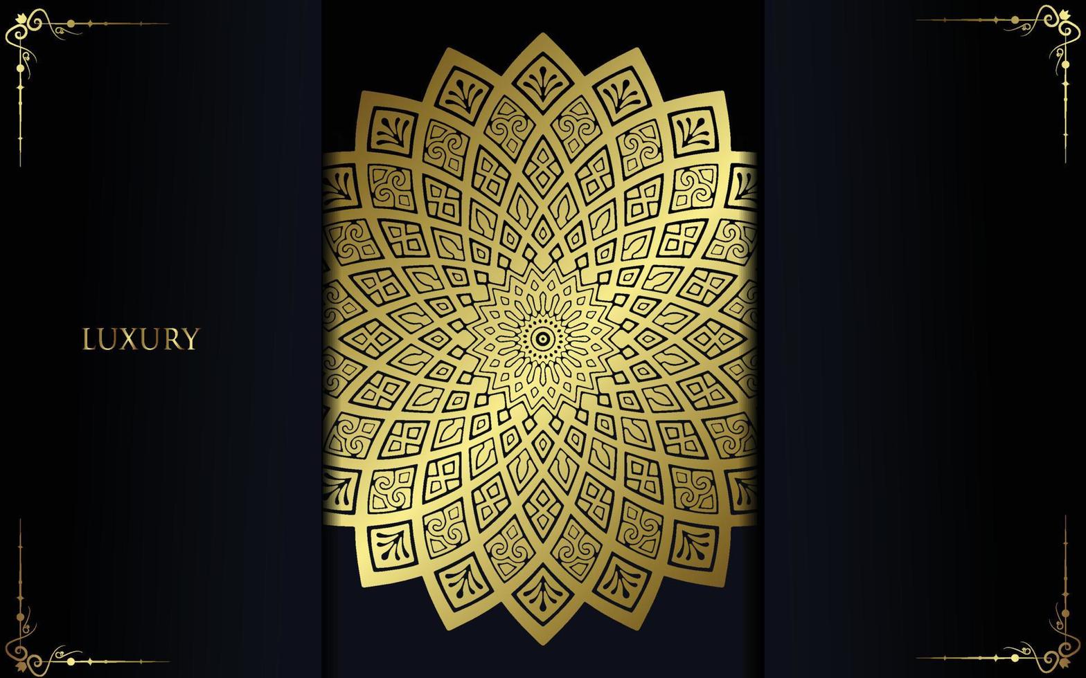 Fondo adornado de mandala de oro de lujo para invitación de boda, portada de libro vector